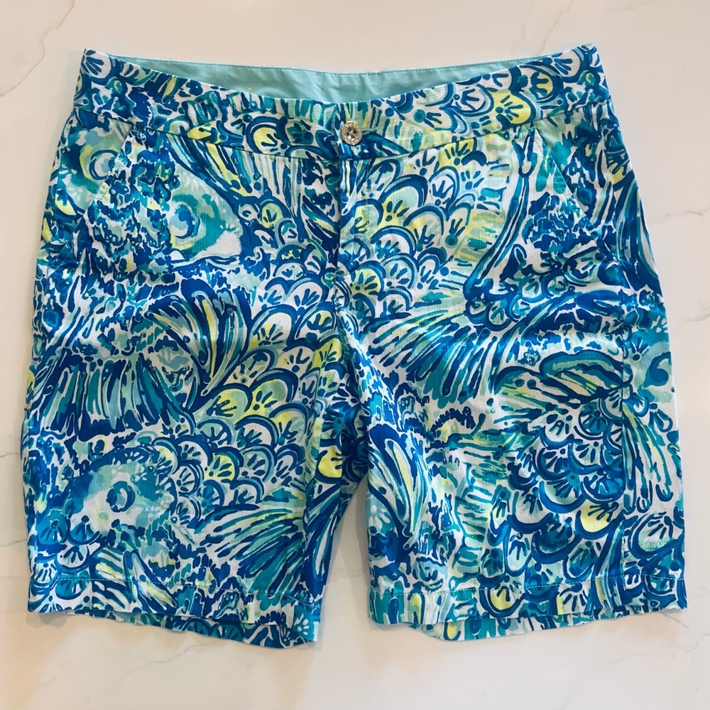 Lilly Pulitzer The Chipper Blue Crush Bermuda Shorts